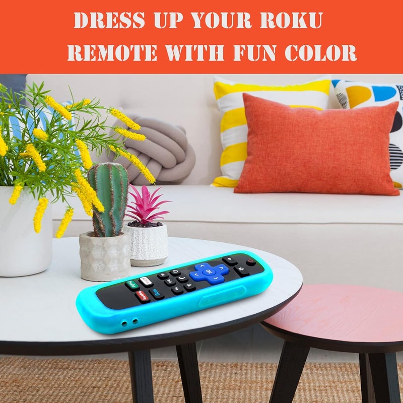 Silicloak حافظة 4 عبوات لجهاز التحكم عن بعد Roku، غطاء لجهاز Hisense/TCL Roku TV Steaming Stick/Express بديل عالمي لجهاز التحكم، غلاف سيليكون يتوهج في الظلام باللون الأخضر والسماء الأرجواني والأحمر - Image 3